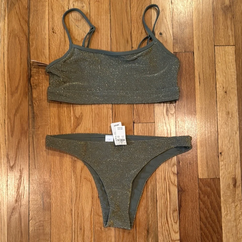 Aerie Glittery Olive Bralette - Picture 1 of 7